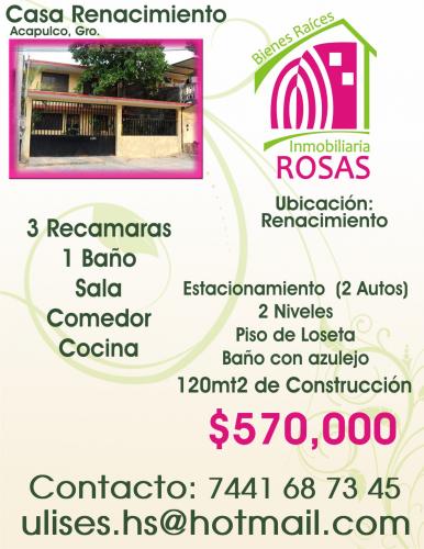 APROVECHA CASA EN RENA!!