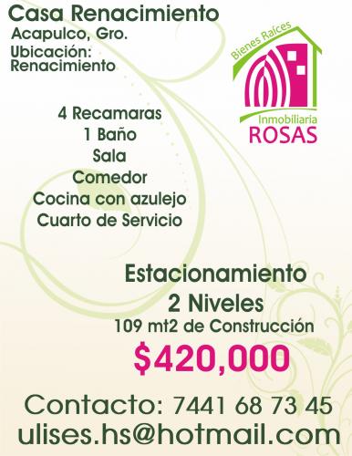 APROVECHA CASA EN RENA $450,000