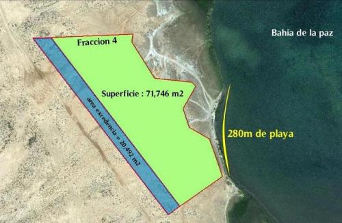Excelente Terreno con excedente y 280m de playa en Bahia de La Paz