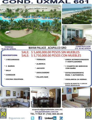 Departamento en Cond. Uxmal en Venta !!!