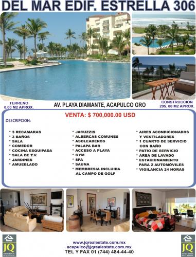 Depto. en Cond. Del Mar edif. Estrella 306 a la venta !!