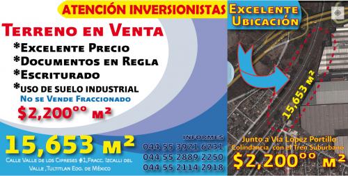 ATENCION Inversioni​stas,terre​no en venta, Todo en Regla hasta 2013 excelente UBICACION