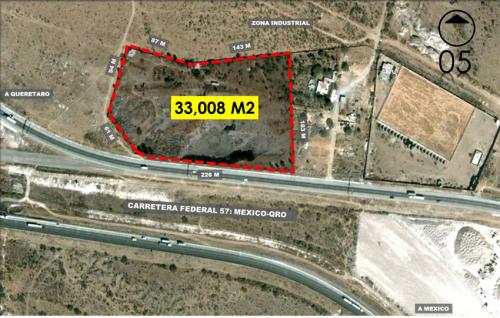 Terreno  Sobre Autopista a Queretaro en San Juan del Rio, uso de suelo  Industria Ligera,comercial y servicios