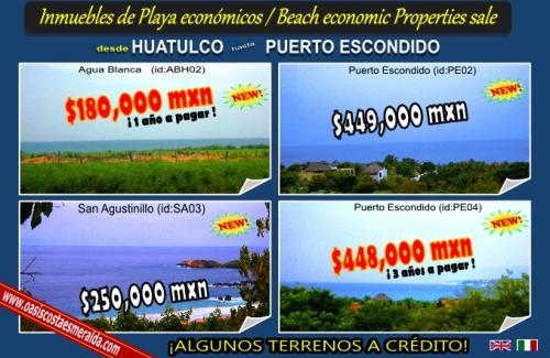 ¡NUEVOS Terrenos de Playa económicos, con estupenda vista al Mar!