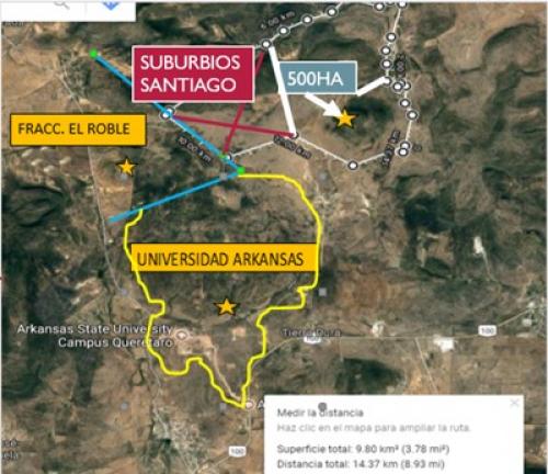 11 lotes de 1 Hectárea Universdad de Arkansas Querétaro Plusvalía $250-$650m2