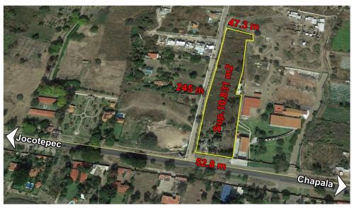 Terreno con vista panoramica sobre carretera Jocotepec a Chapala