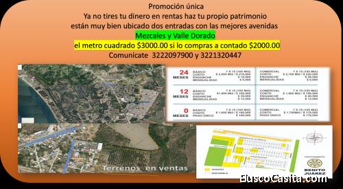 Gran promoción terreno 960 el metro cuadrado de 36 terrenos solo 10 con meste precio