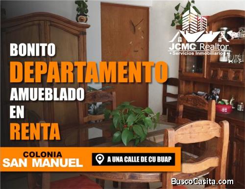 ✍El mejor departamento amueblado frente a C U BUAP