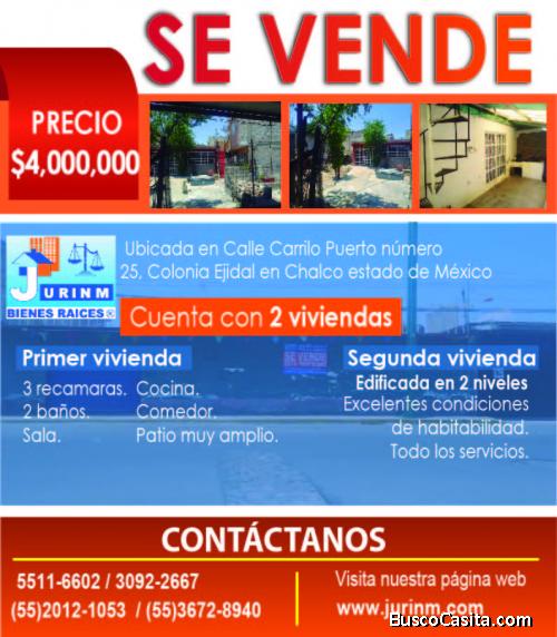 SE VENDE BONITA CASA CENTRICA EN CHALCO