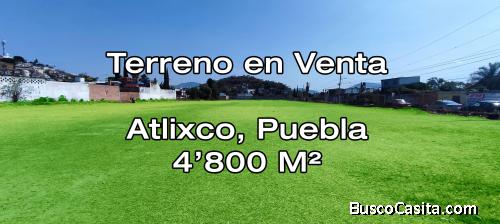 Vendo Terreno 4,800m cerca del zócalo de Atlixco, Puebla