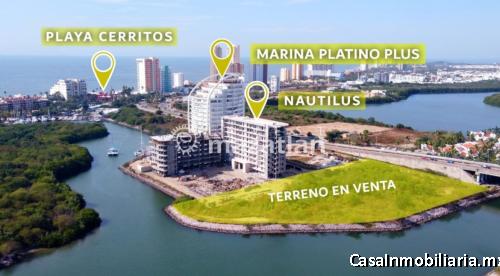 Terreno en venta para desarrollo frente a marina en fraccionamiento Marina Mazatlán